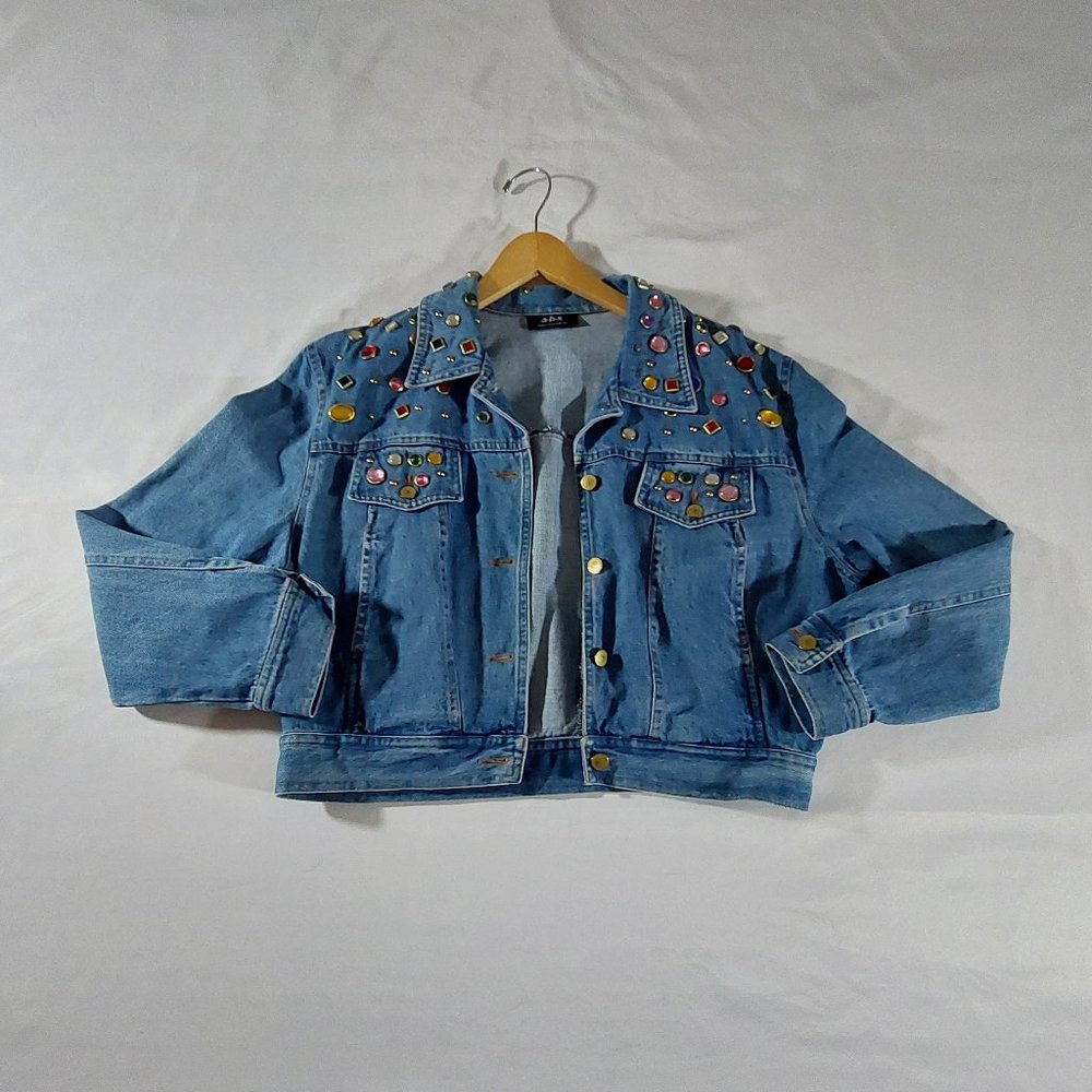 a.b.s california bejeweled denim coat